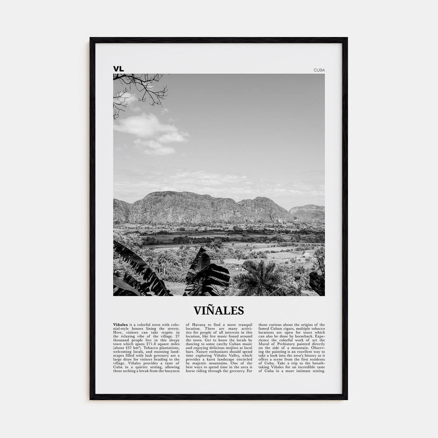 Viñales Travel B&W Poster
