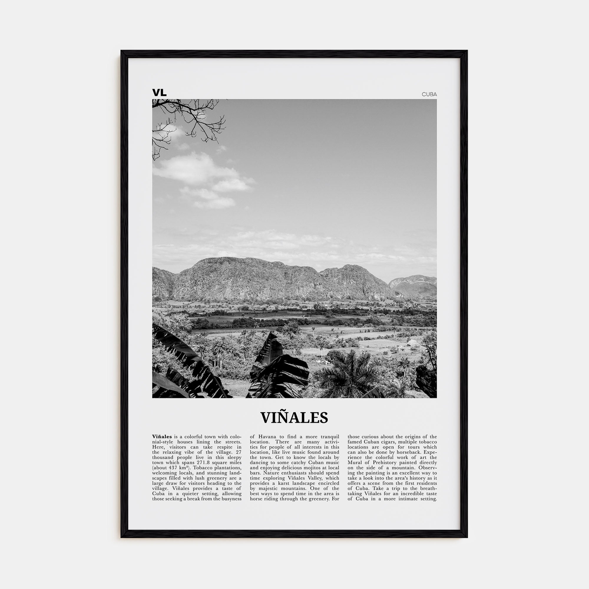 Viñales Travel B&W Poster