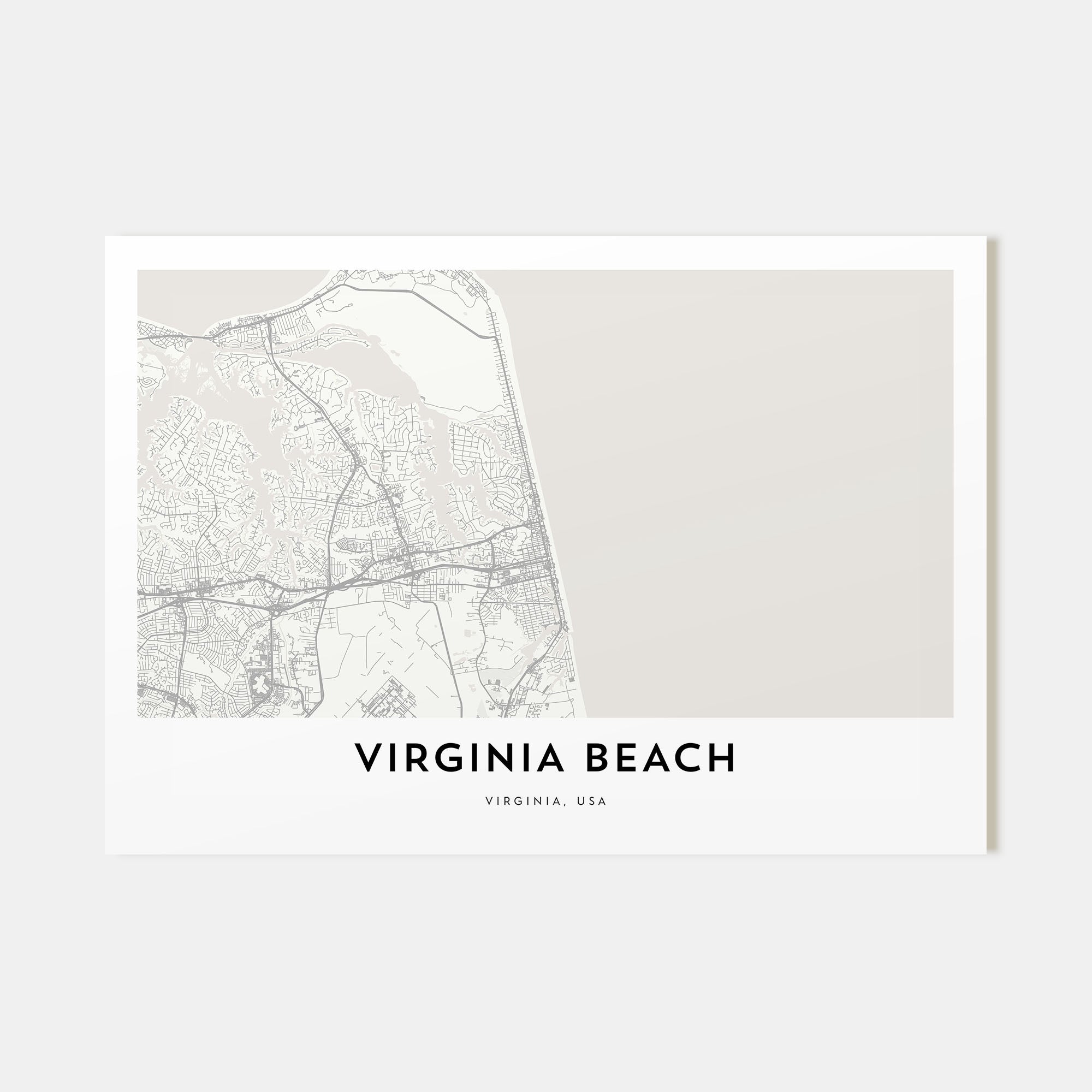 Virginia Beach Map Landscape Poster