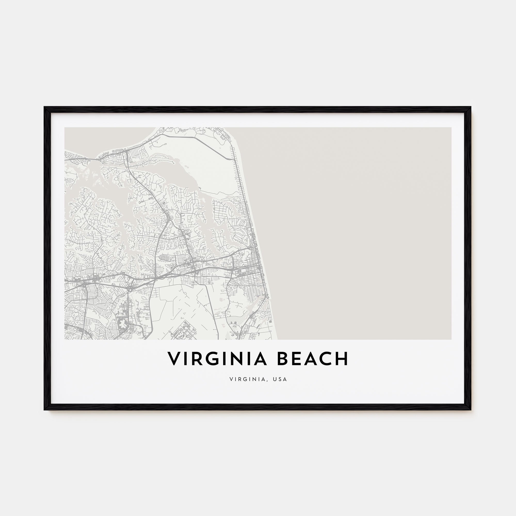 Virginia Beach Map Landscape Poster