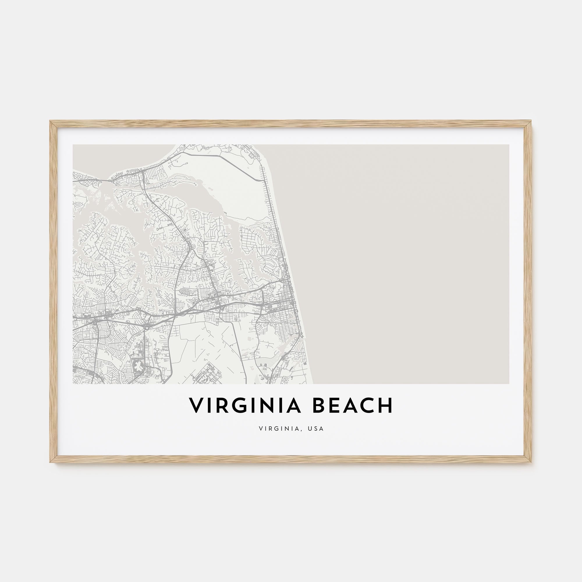 Virginia Beach Map Landscape Poster
