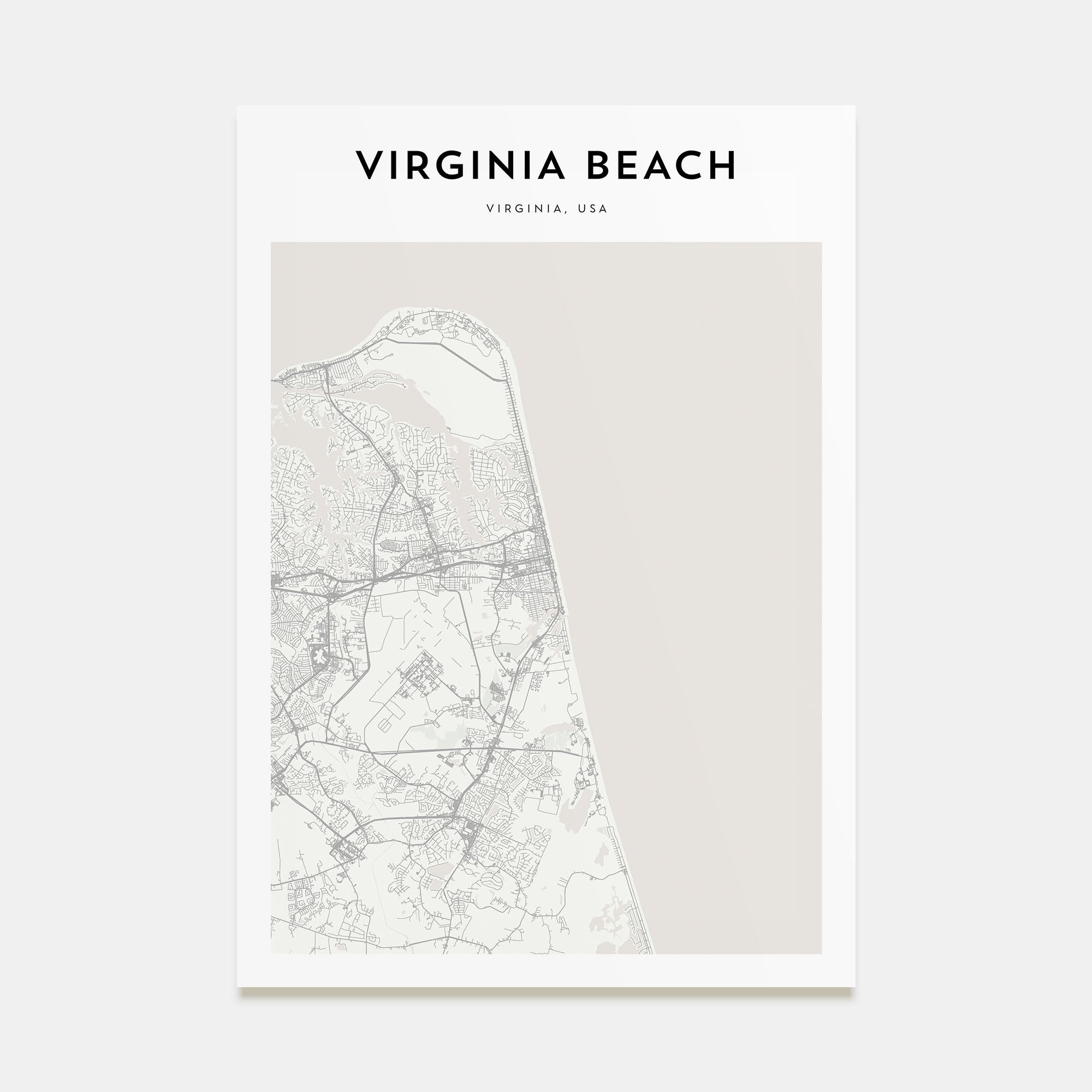 Virginia Beach Map Portrait Poster