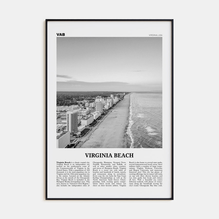 Virginia Beach Travel B&W Poster
