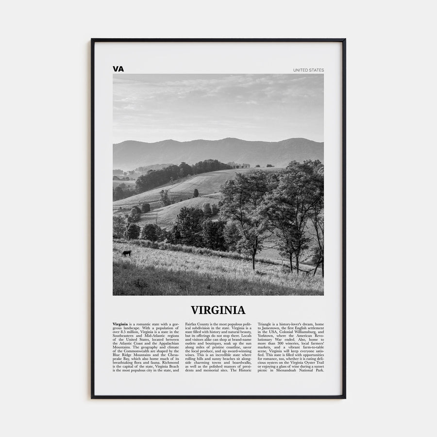 Virginia Travel B&W No 1 Poster
