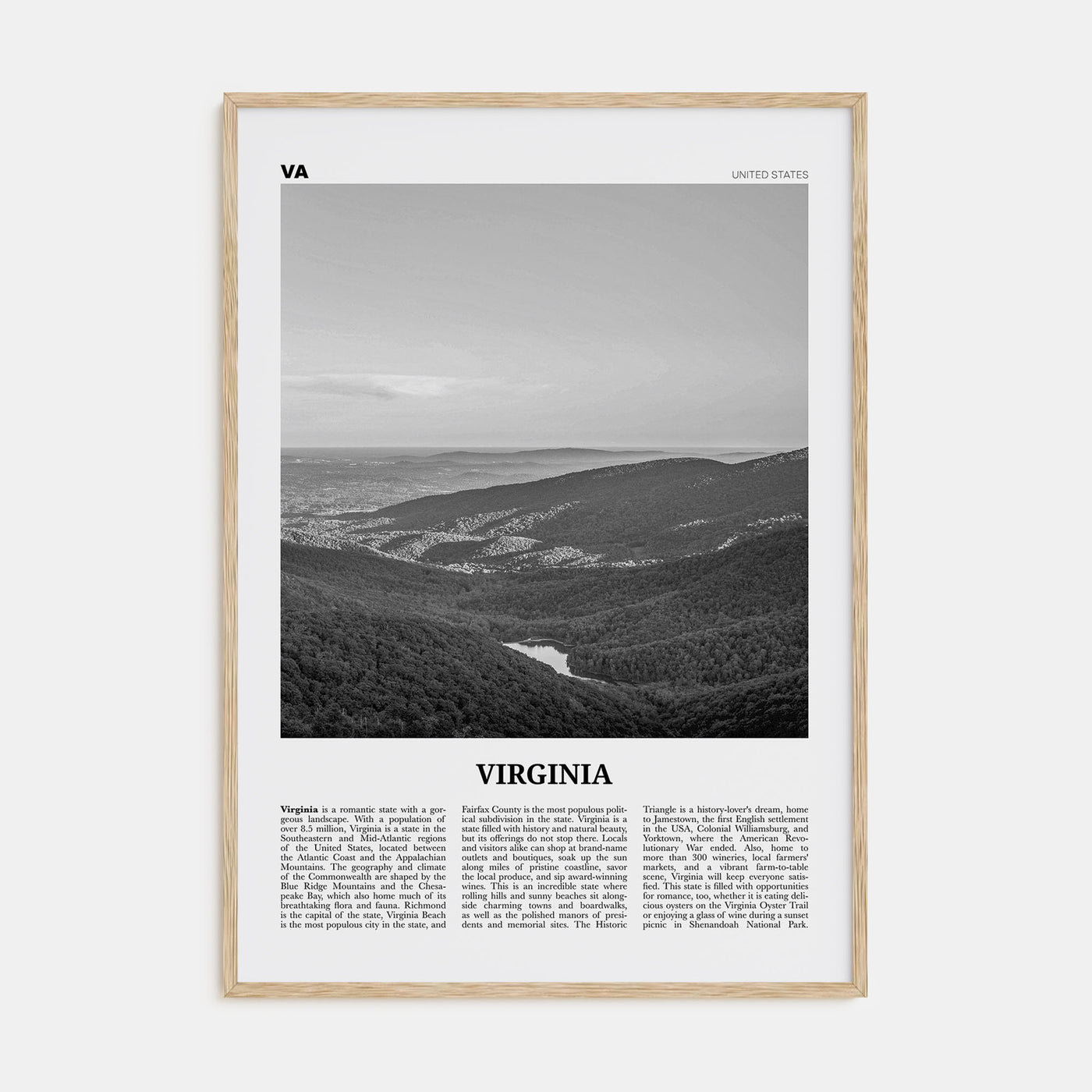 Virginia Travel B&W No 2 Poster