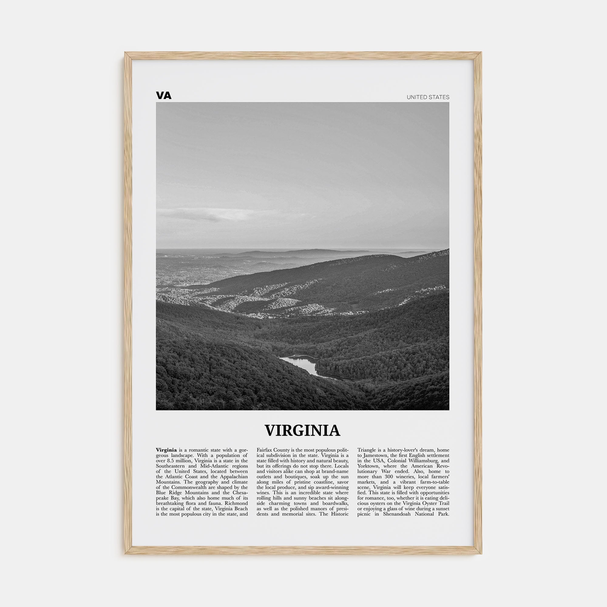 Virginia Travel B&W No 2 Poster