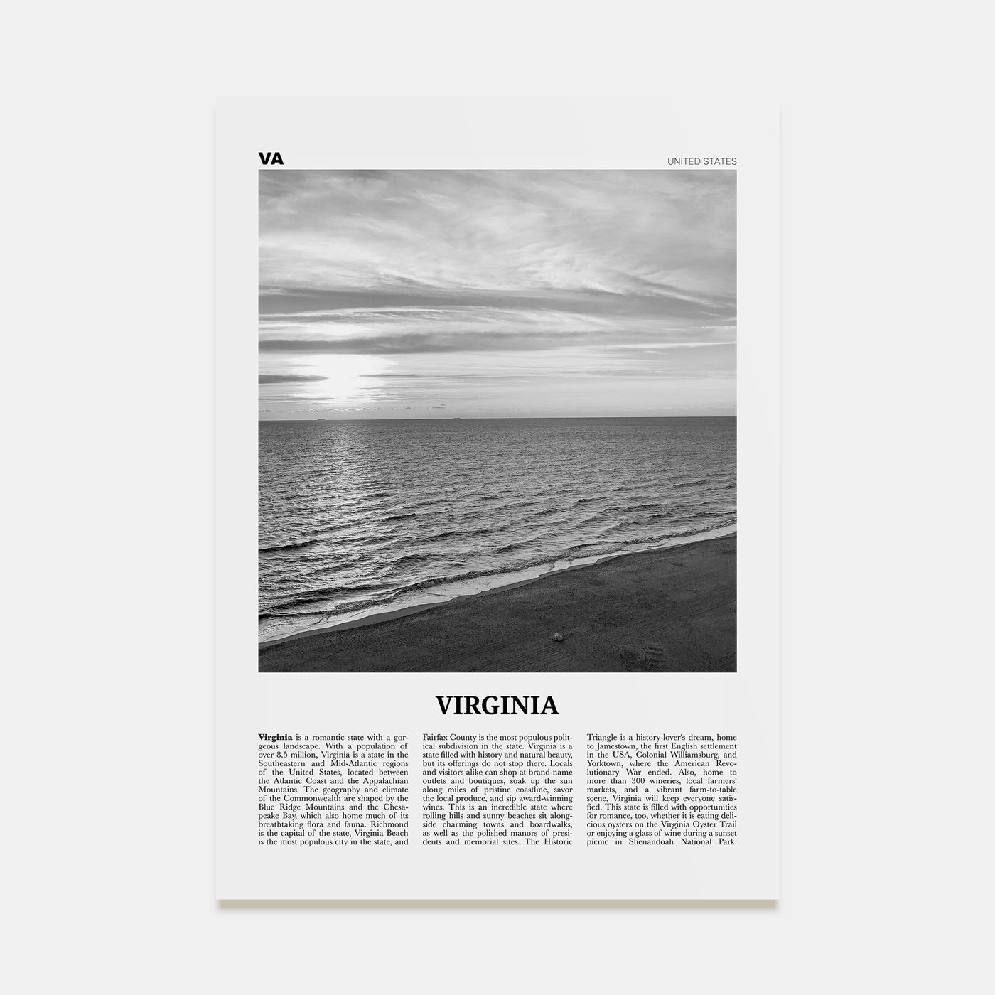 Virginia Travel B&W No 3 Poster