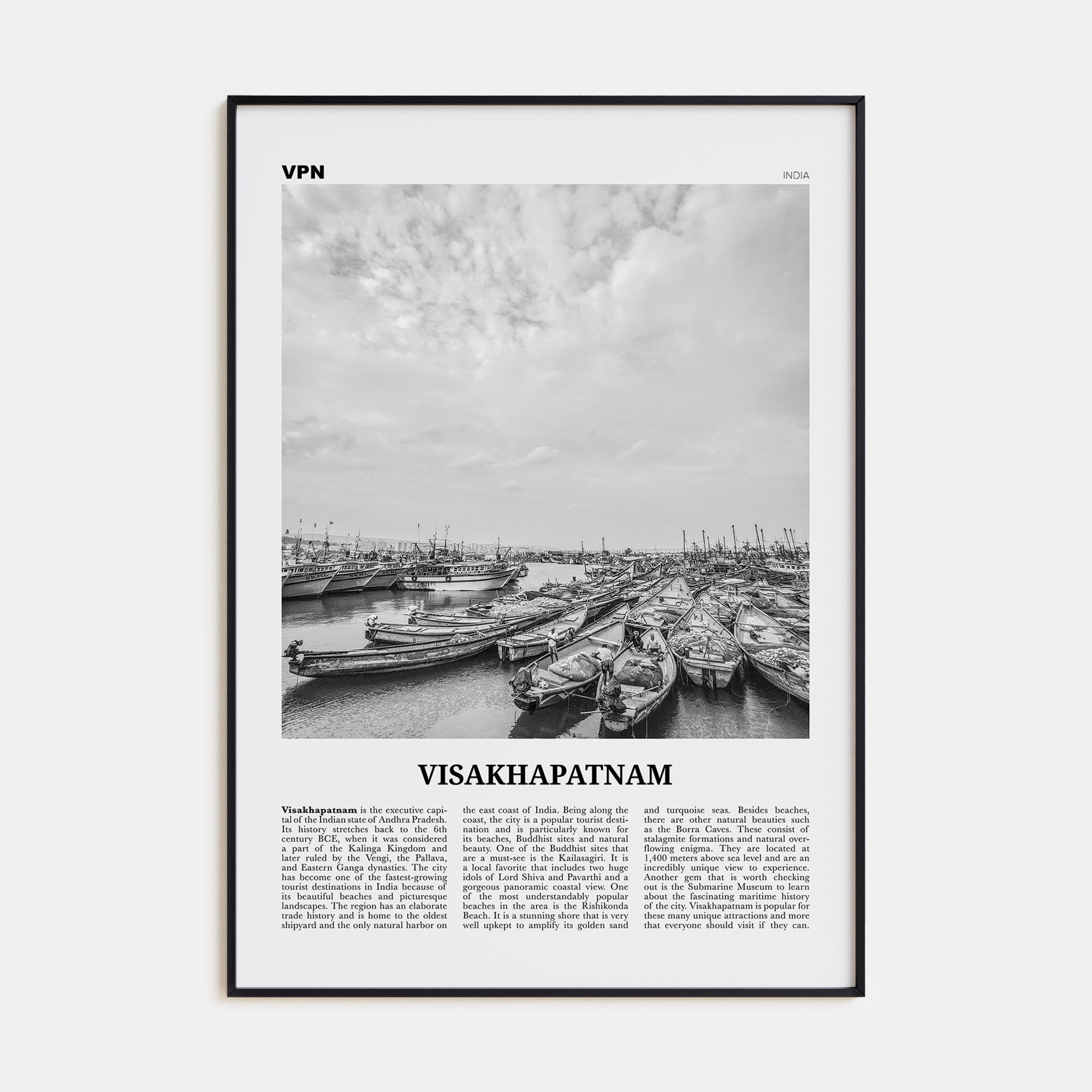 Visakhapatnam Travel B&W Poster