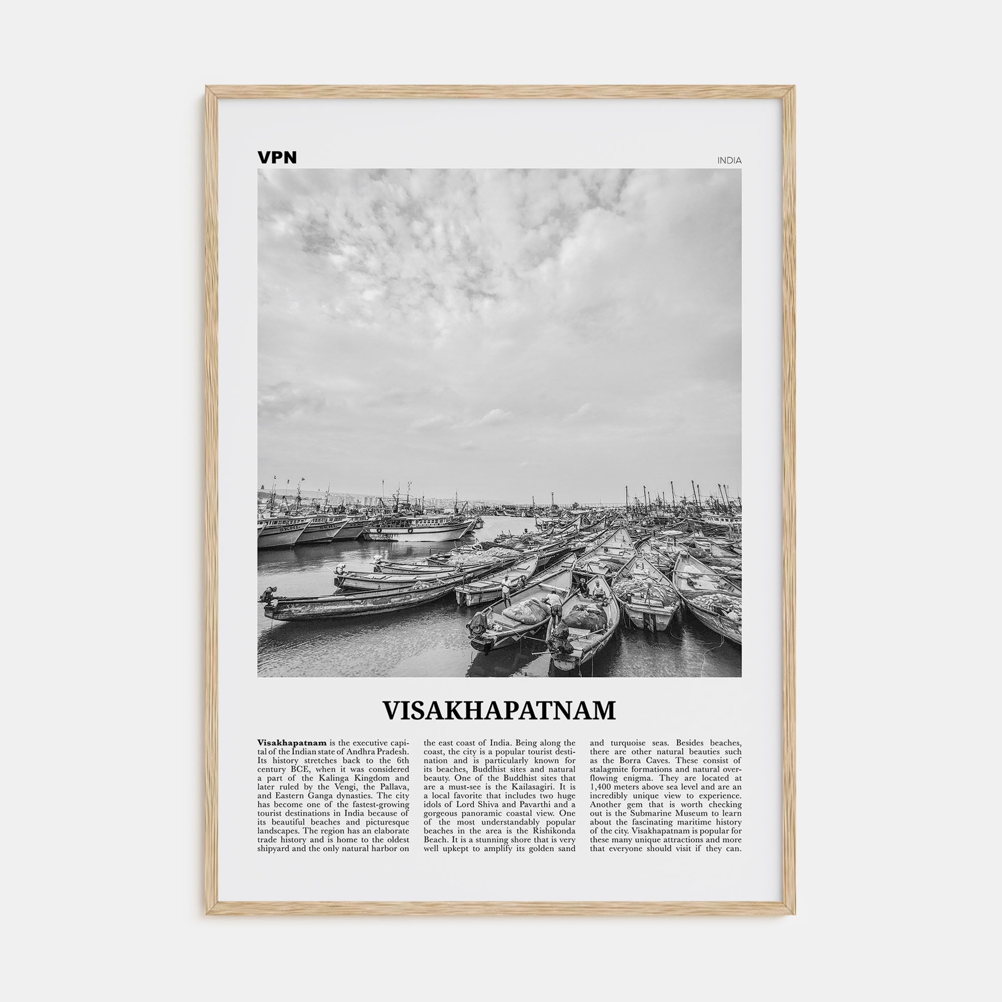 Visakhapatnam Travel B&W Poster