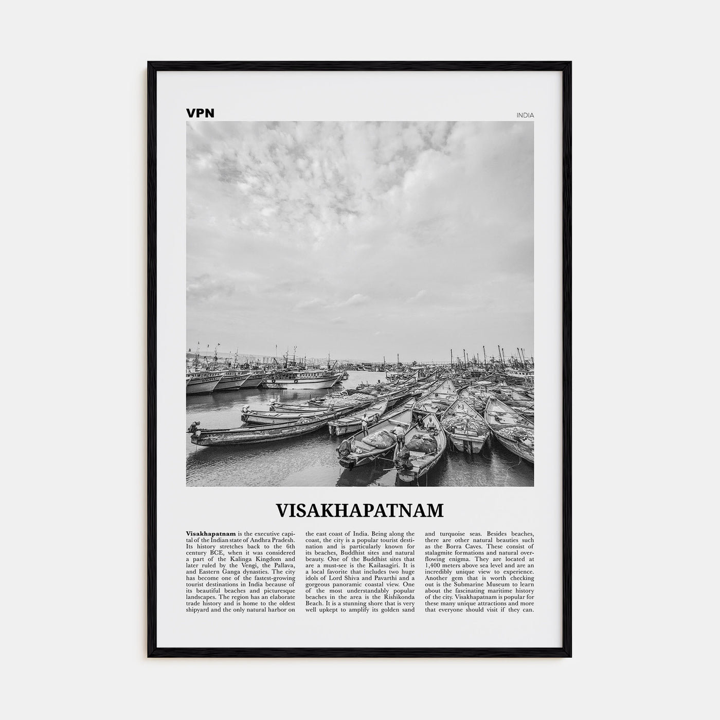 Visakhapatnam Travel B&W Poster