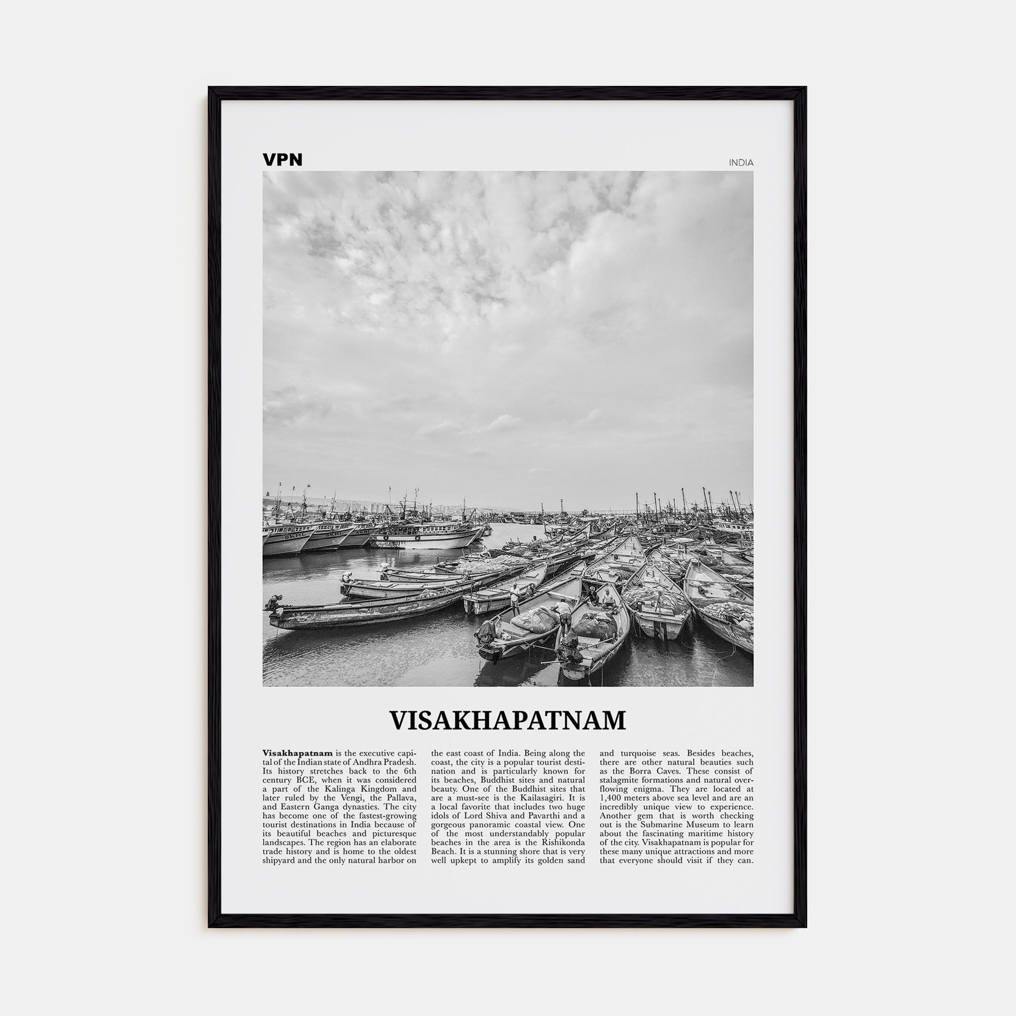 Visakhapatnam Travel B&W Poster