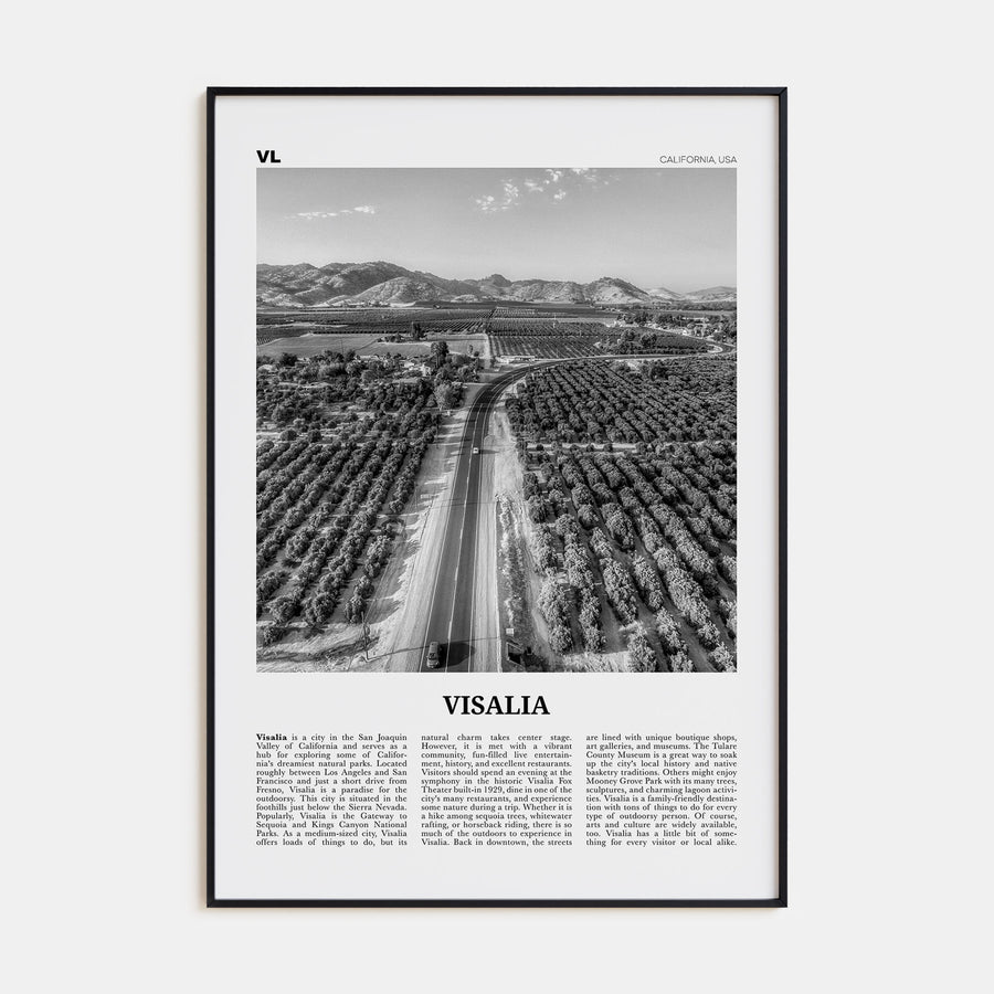 Visalia Travel B&W Poster
