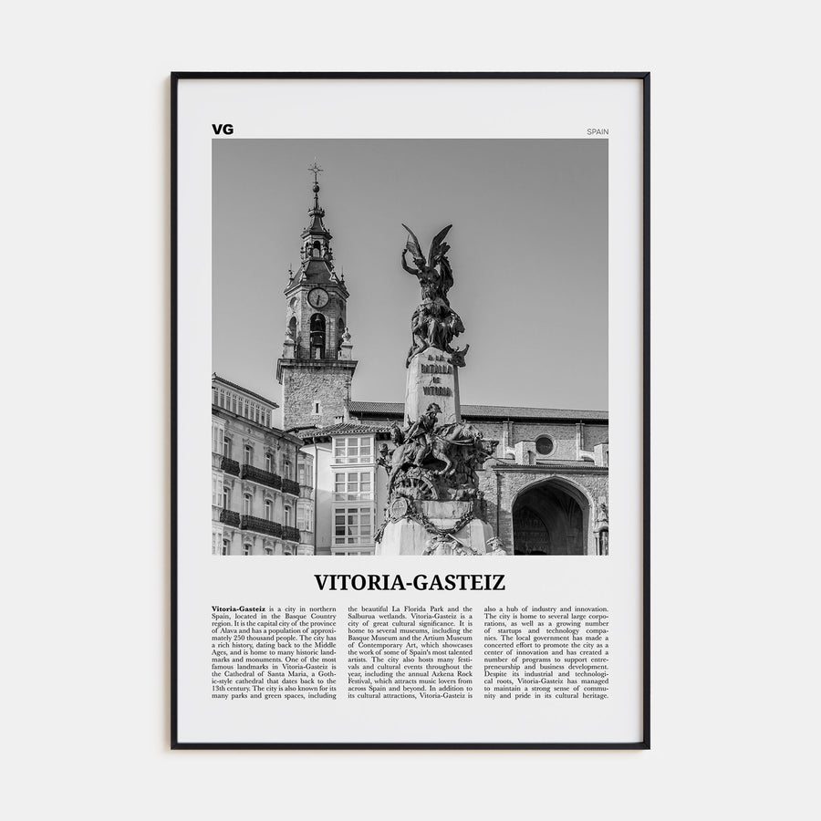 Vitoria-Gasteiz Travel B&W Poster