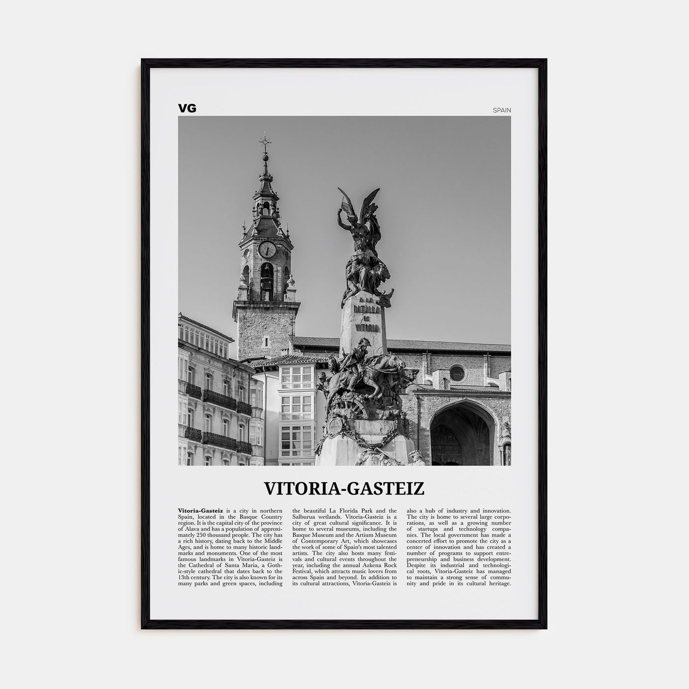 Vitoria-Gasteiz Travel B&W Poster