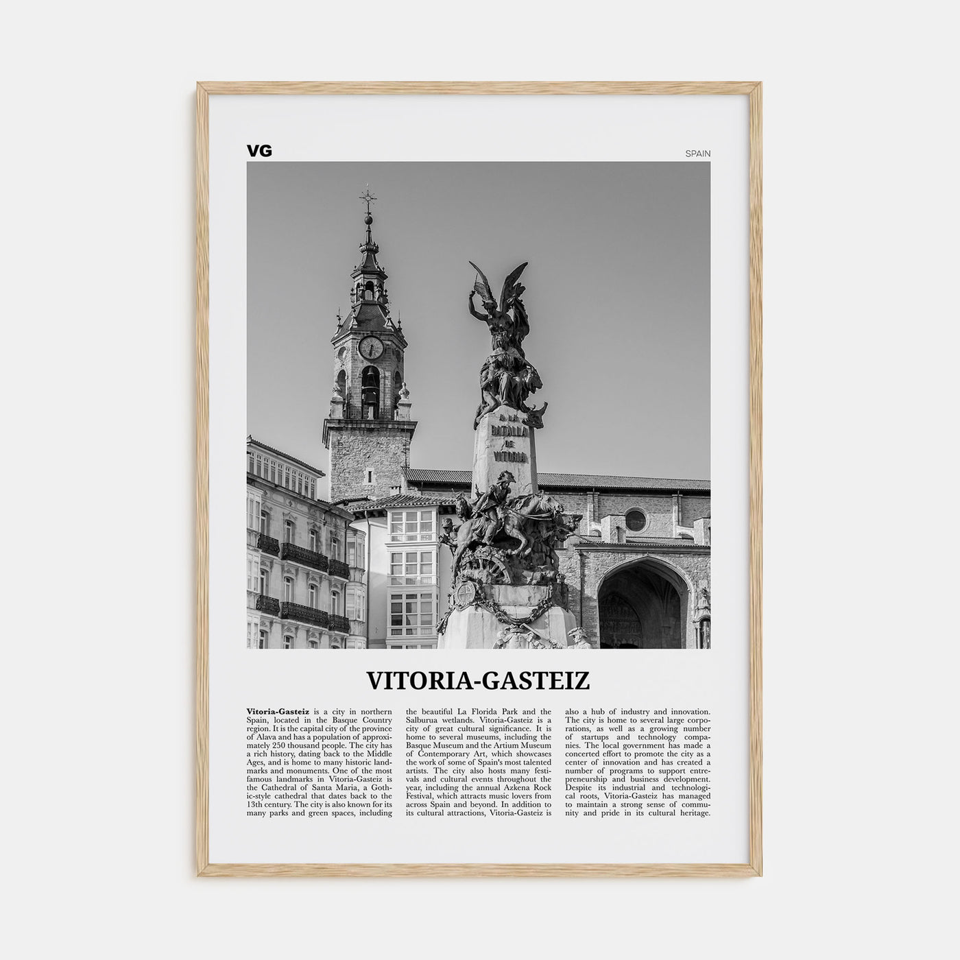 Vitoria-Gasteiz Travel B&W Poster