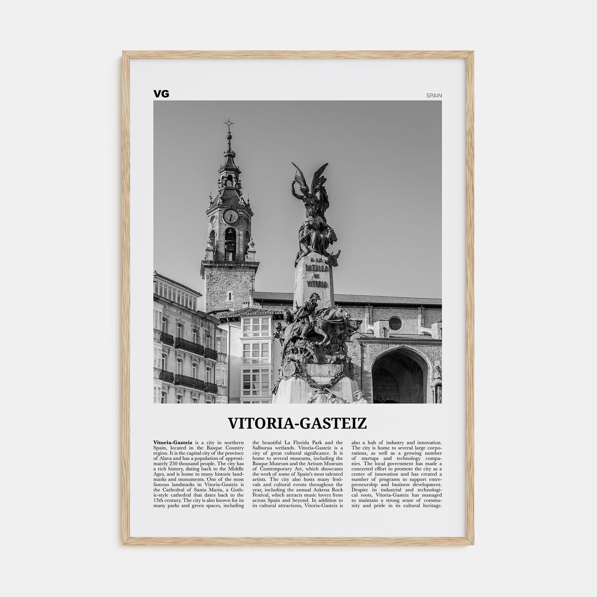 Vitoria-Gasteiz Travel B&W Poster