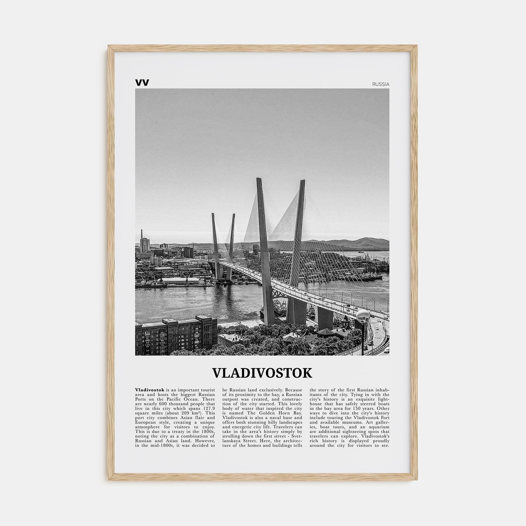 Vladivostok Travel B&W Poster