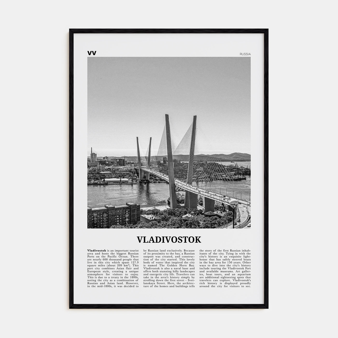 Vladivostok Travel B&W Poster
