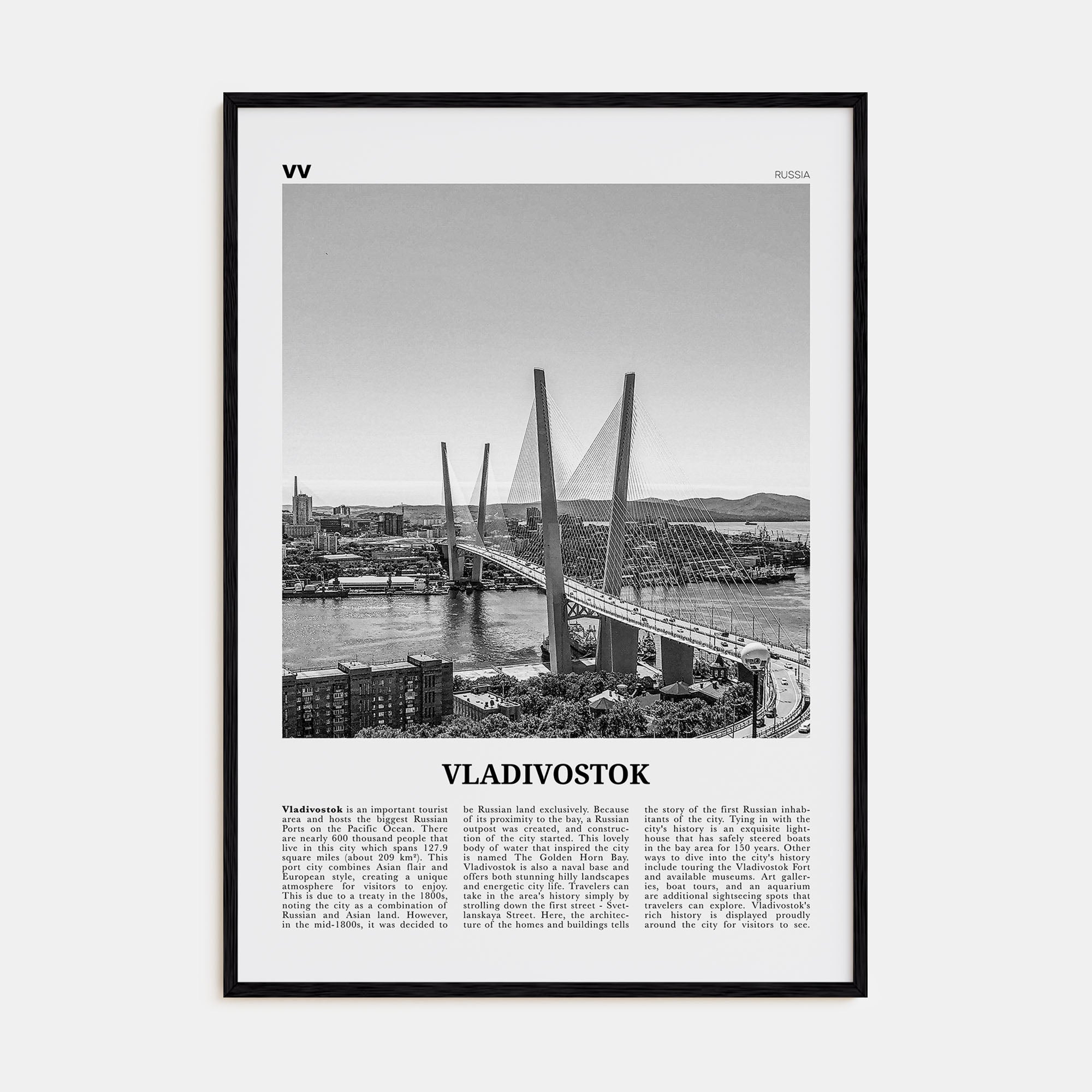 Vladivostok Travel B&W Poster