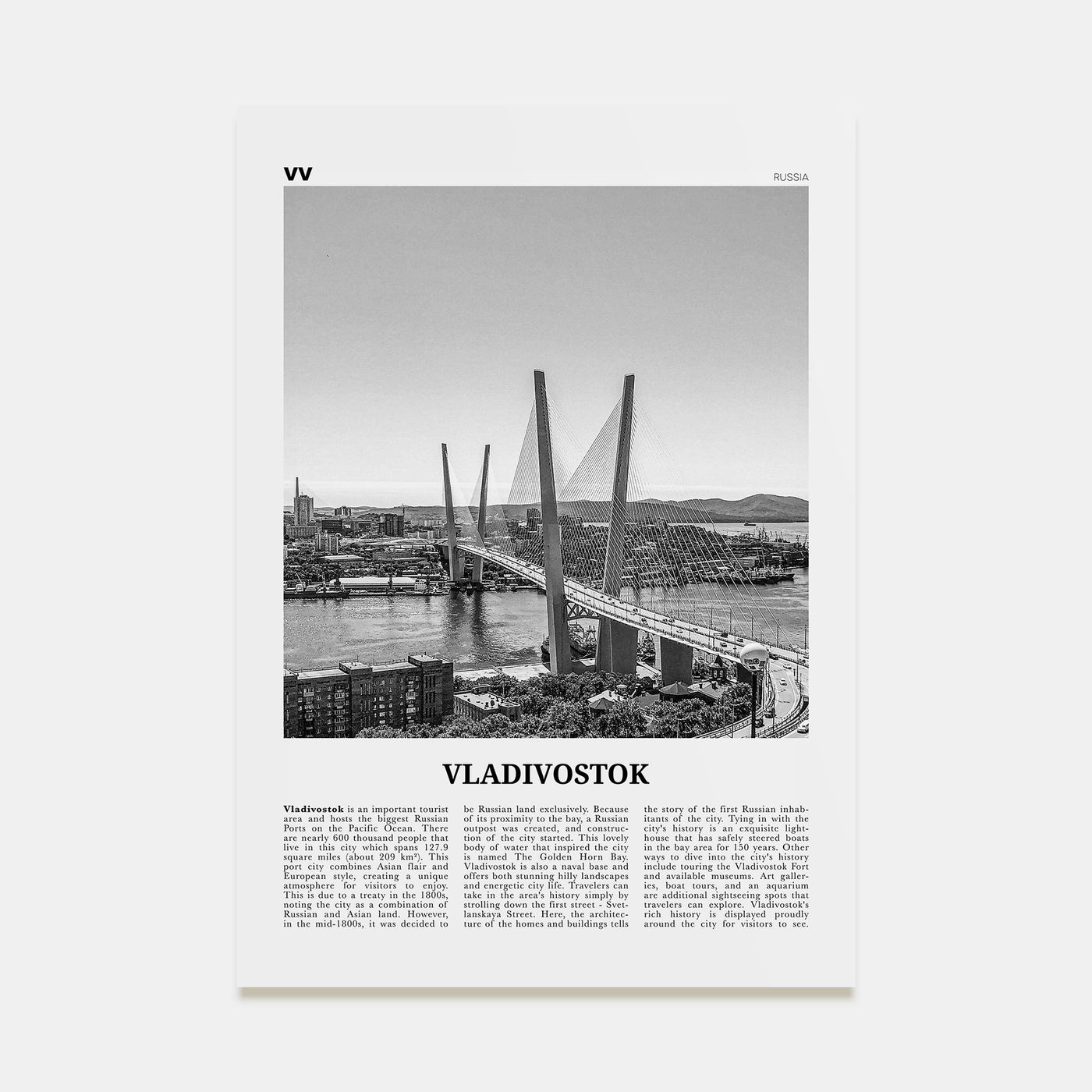 Vladivostok Travel B&W Poster