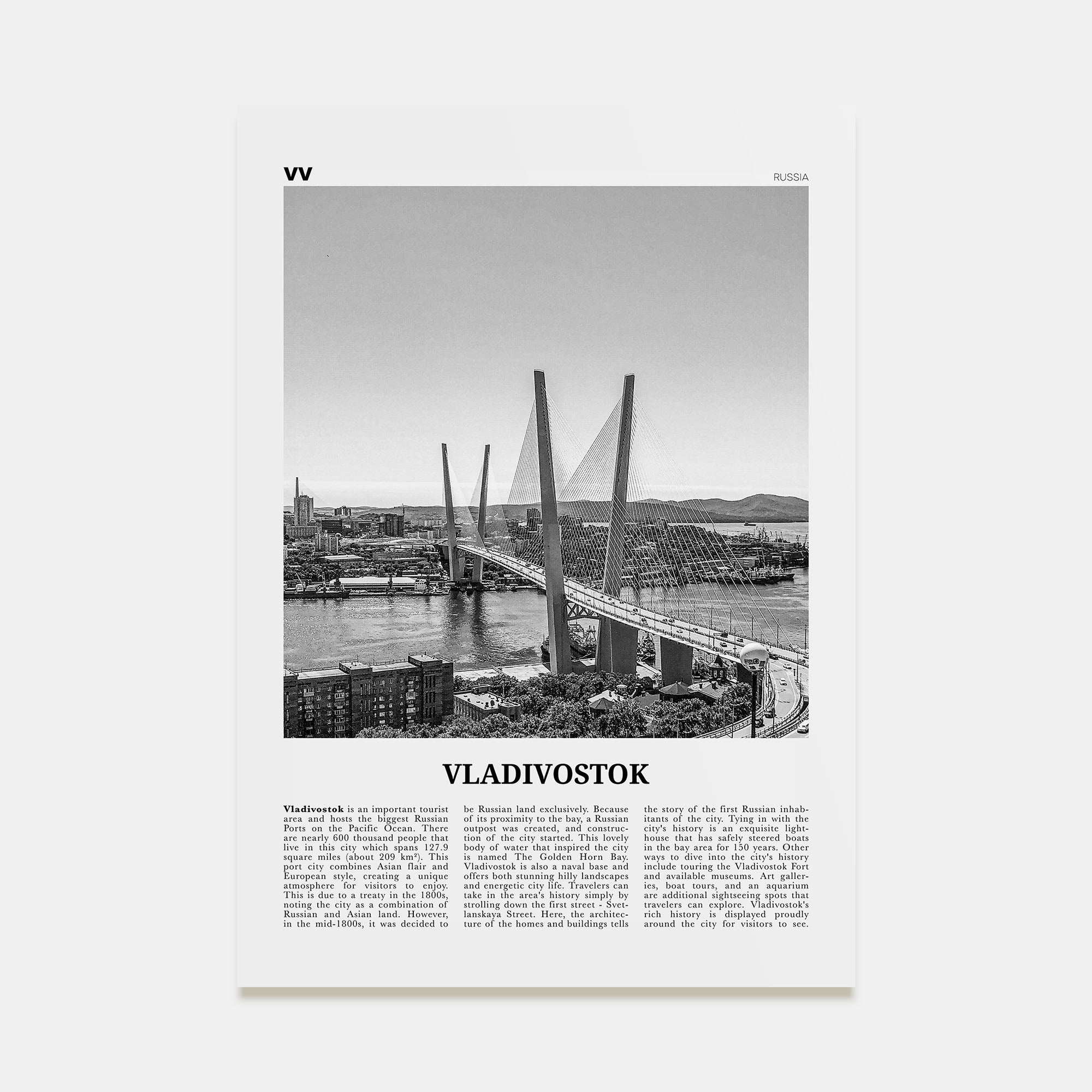 Vladivostok Travel B&W Poster