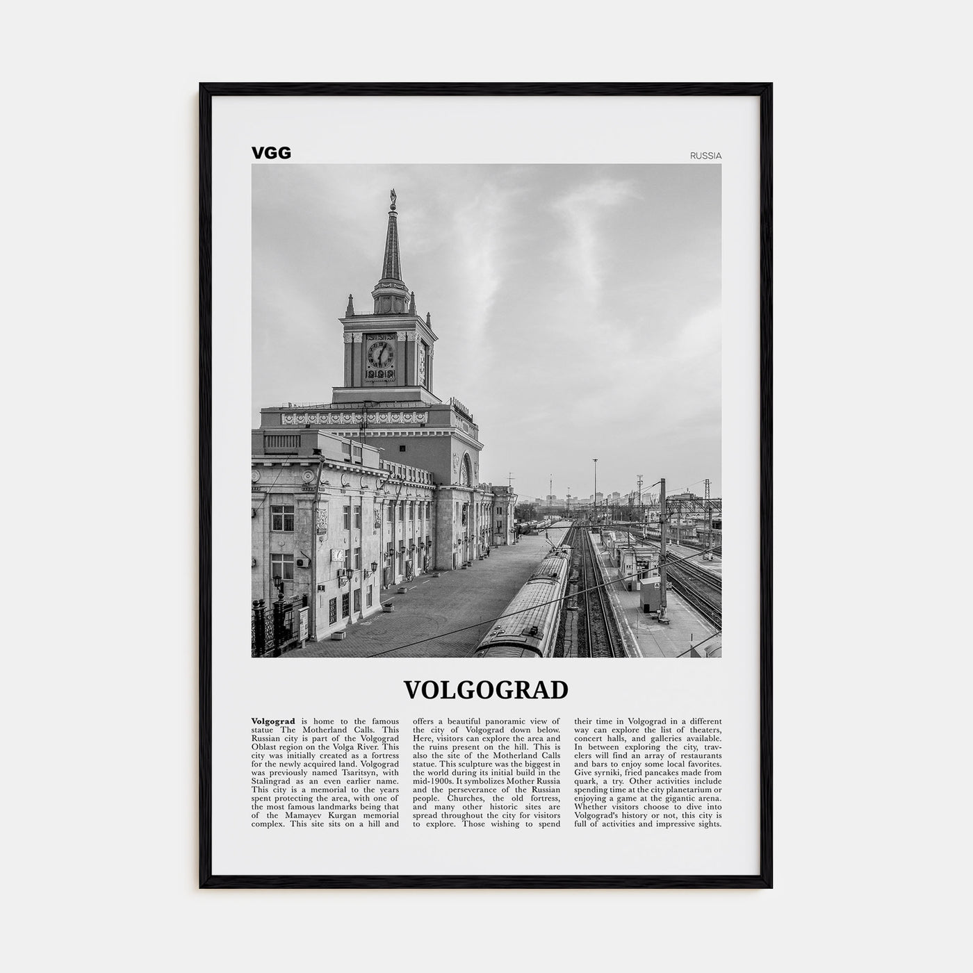 Volgograd Travel B&W Poster