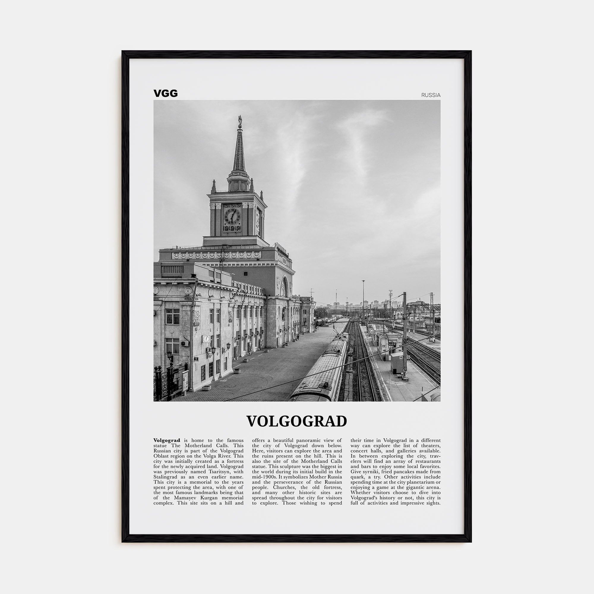 Volgograd Travel B&W Poster