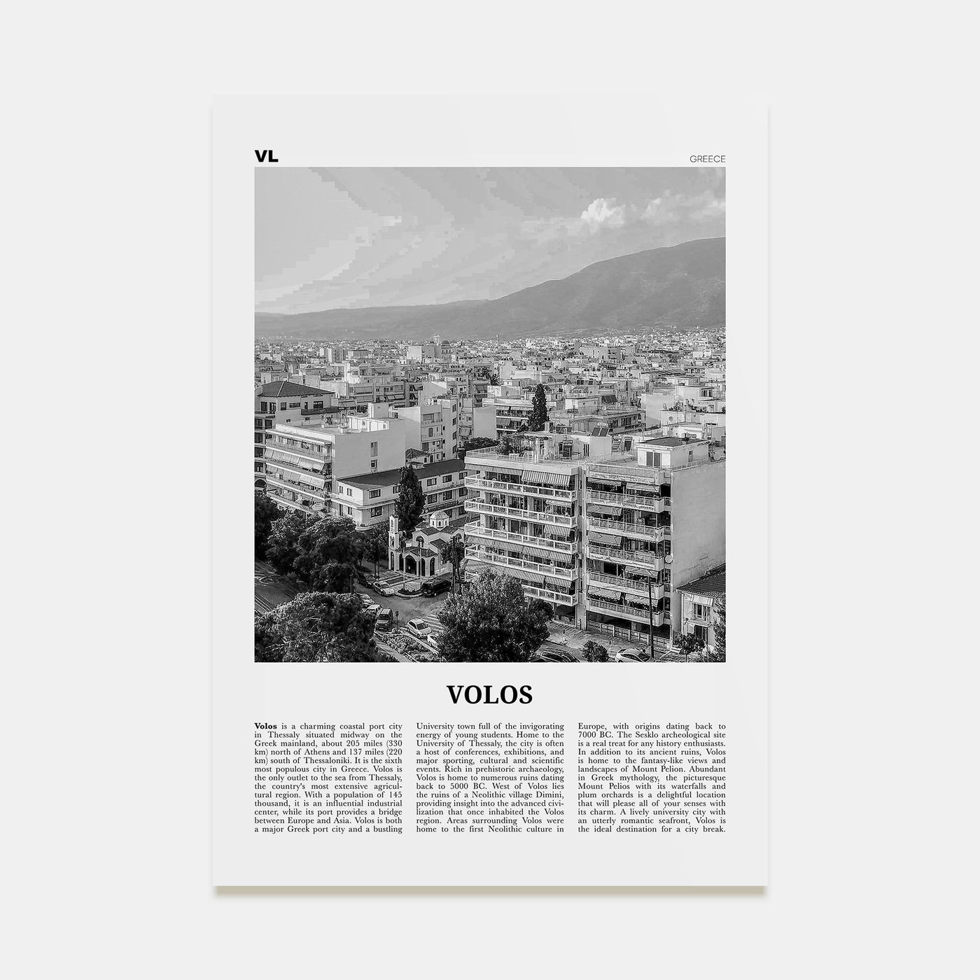 Volos Travel B&W Poster