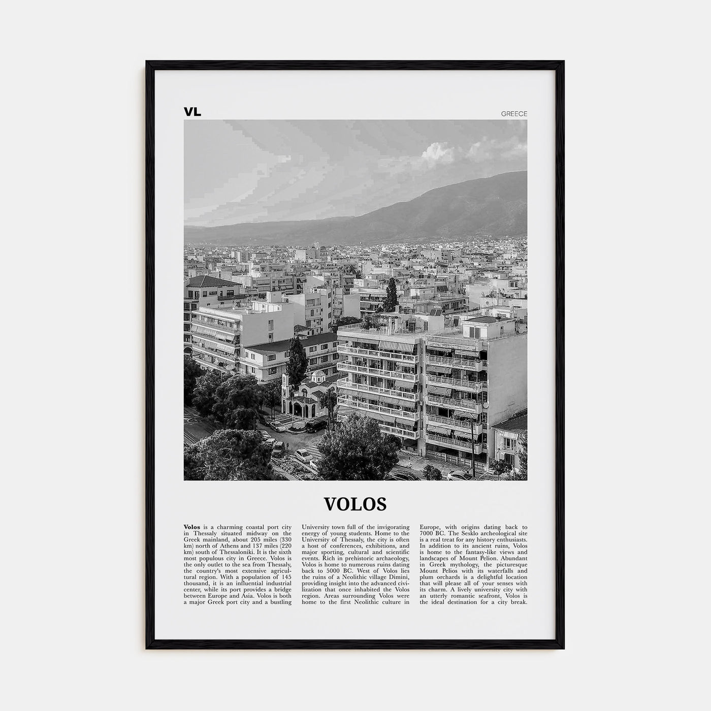 Volos Travel B&W Poster