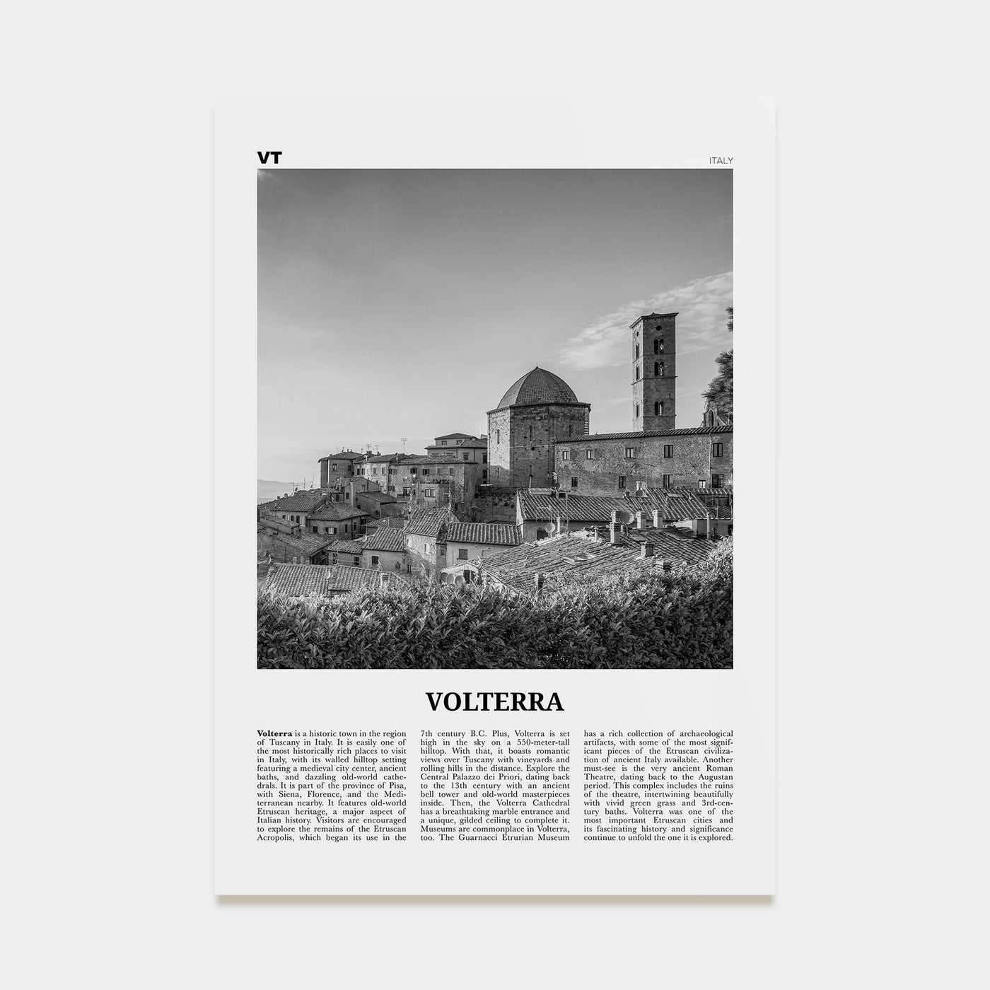 Volterra Travel B&W Poster