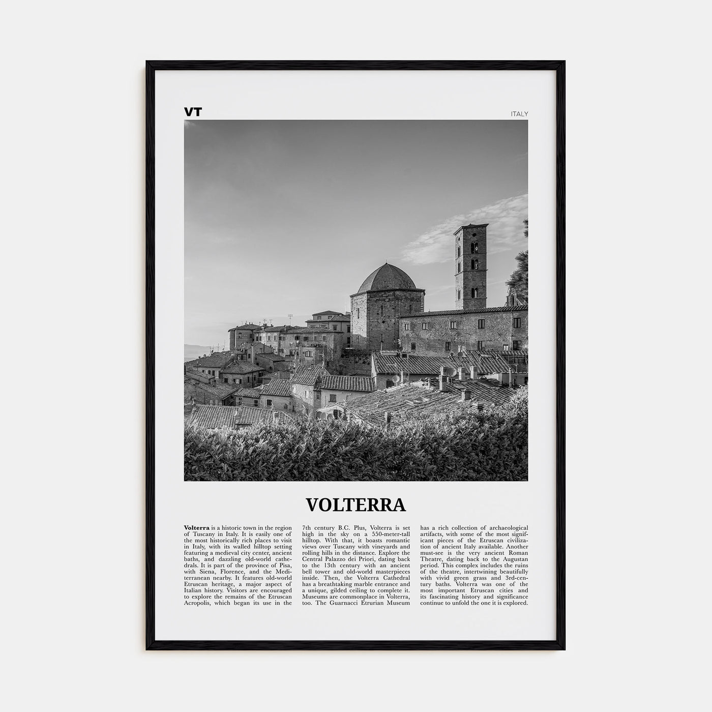 Volterra Travel B&W Poster