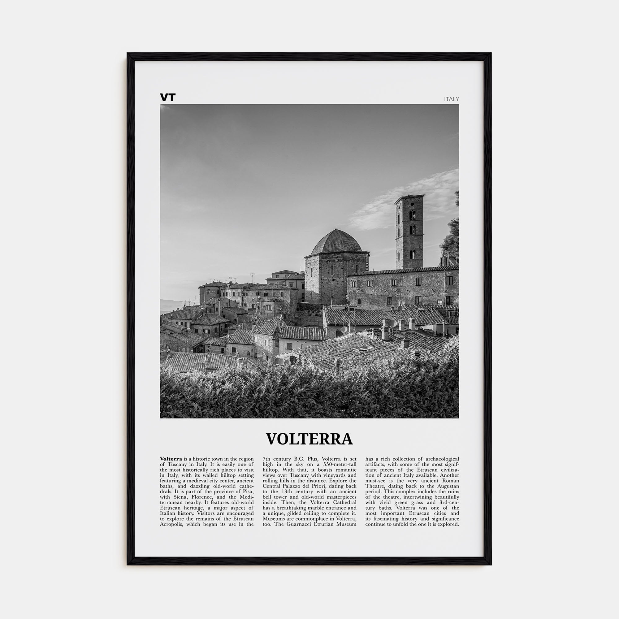 Volterra Travel B&W Poster