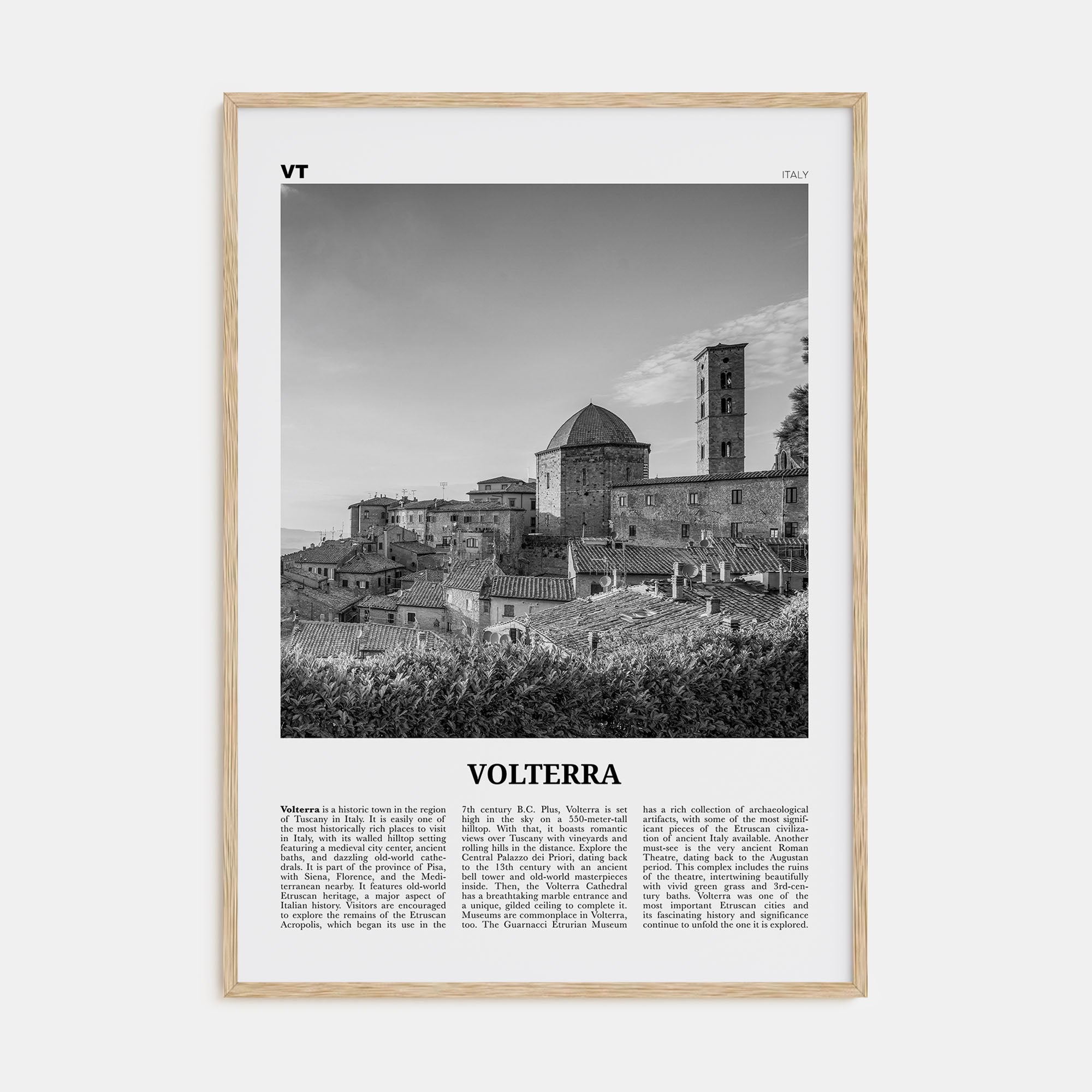 Volterra Travel B&W Poster