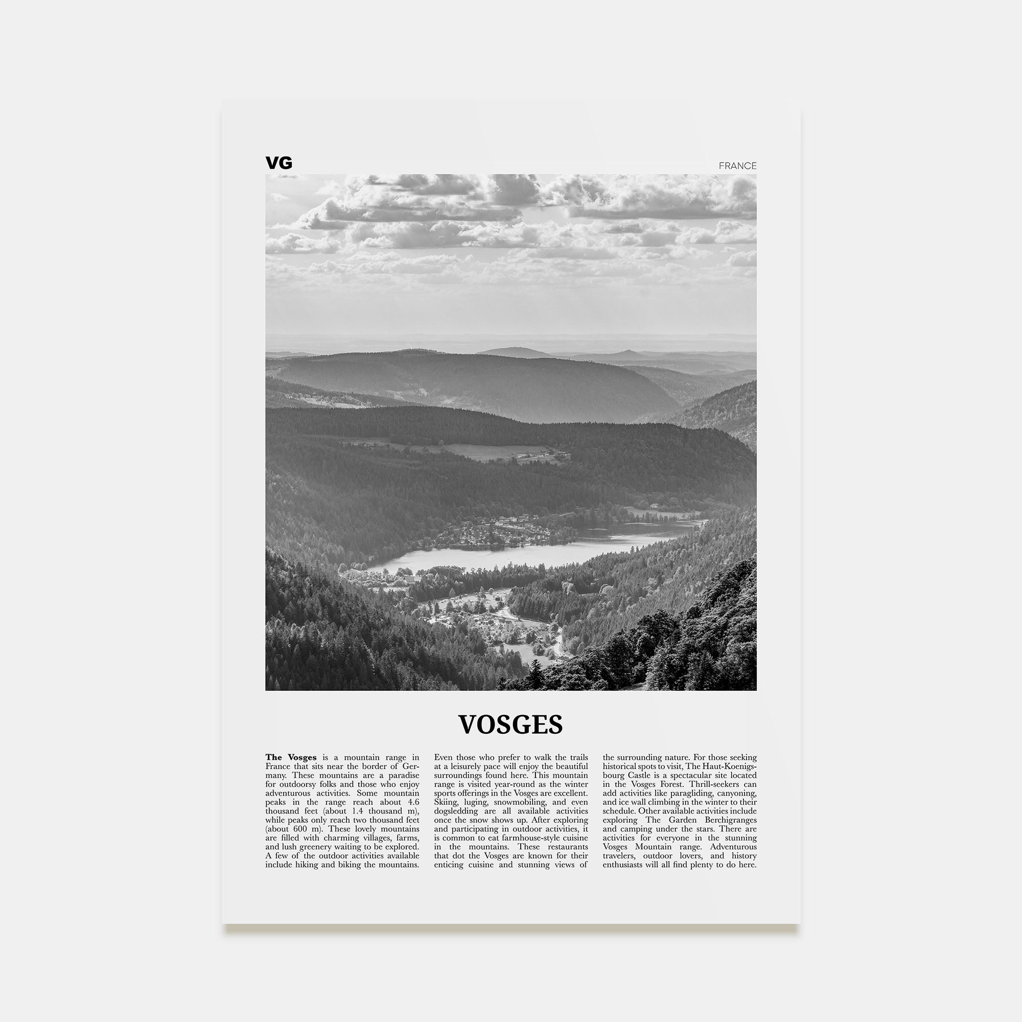 Vosges Travel B&W Poster