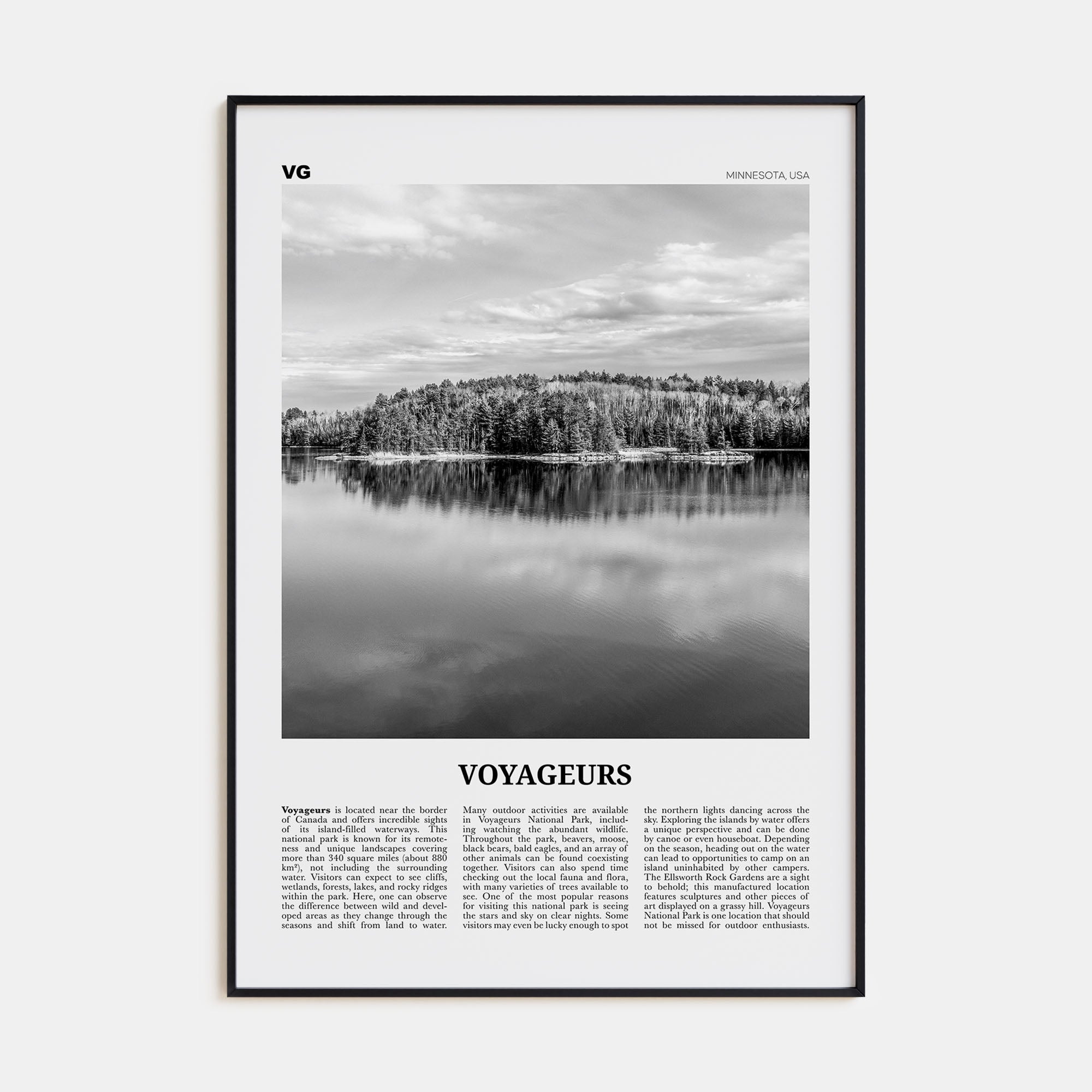 Voyageurs National Park Travel B&W Poster