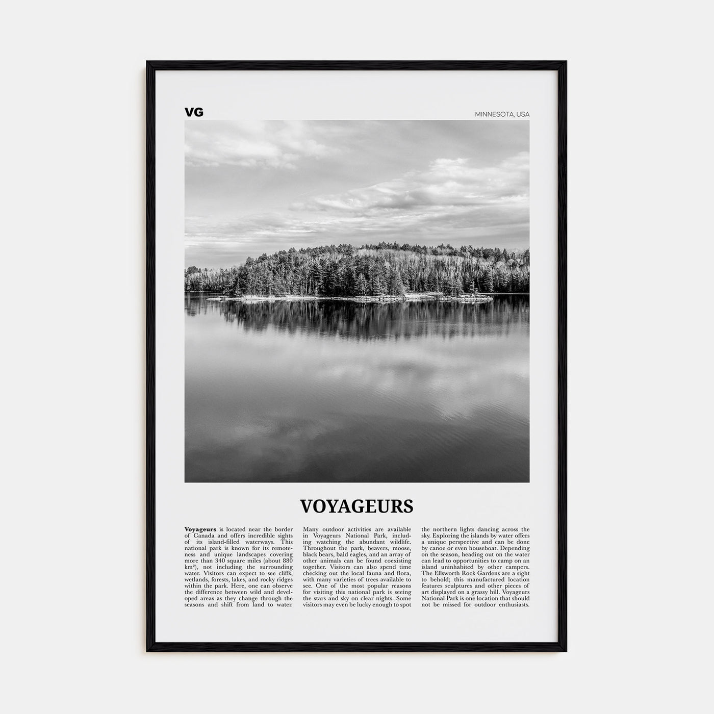Voyageurs National Park Travel B&W Poster