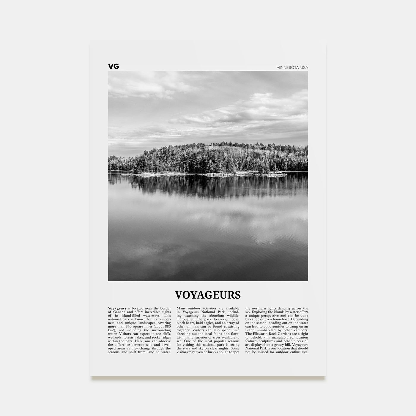 Voyageurs National Park Travel B&W Poster