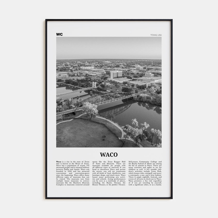 Waco Travel B&W Poster