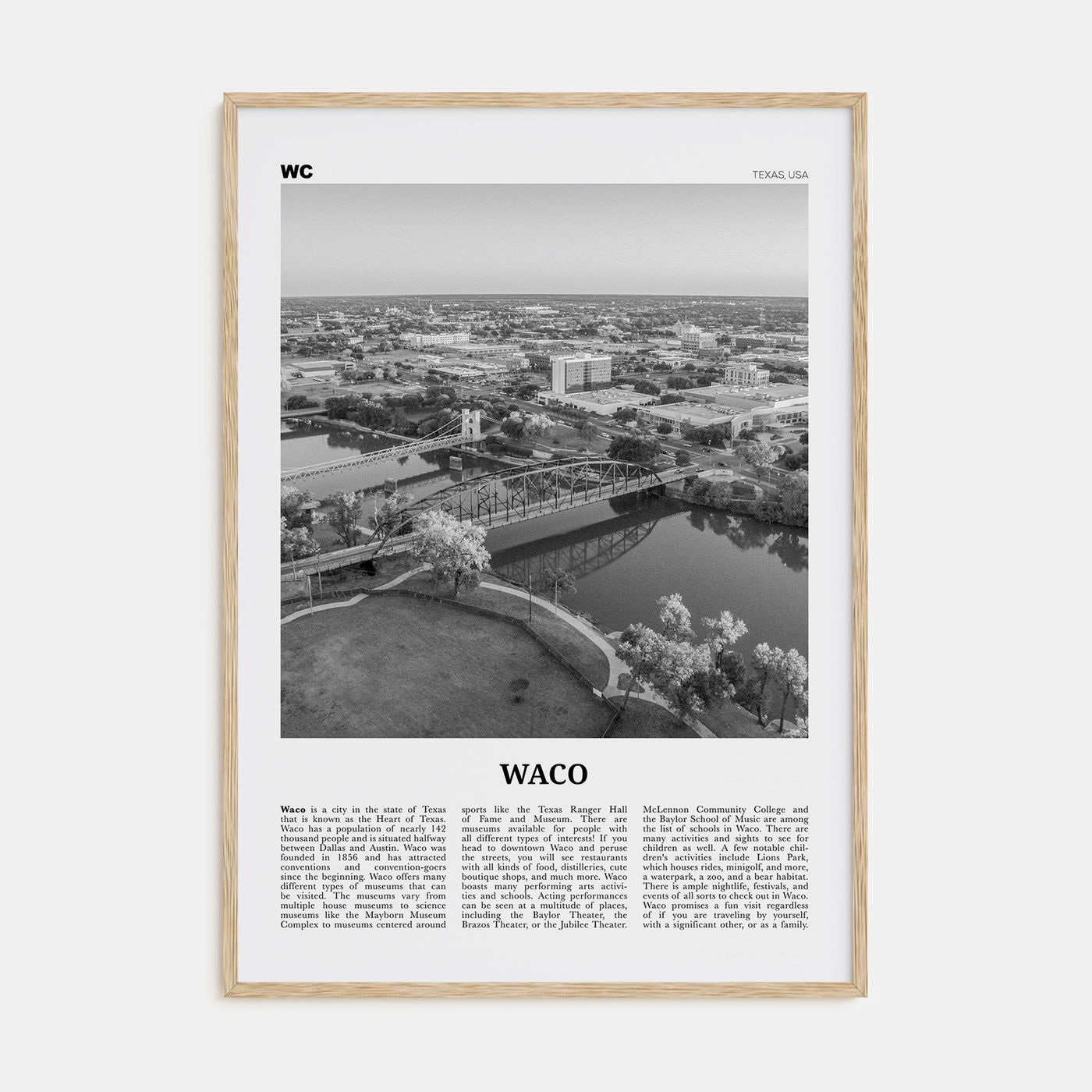 Waco Travel B&W Poster