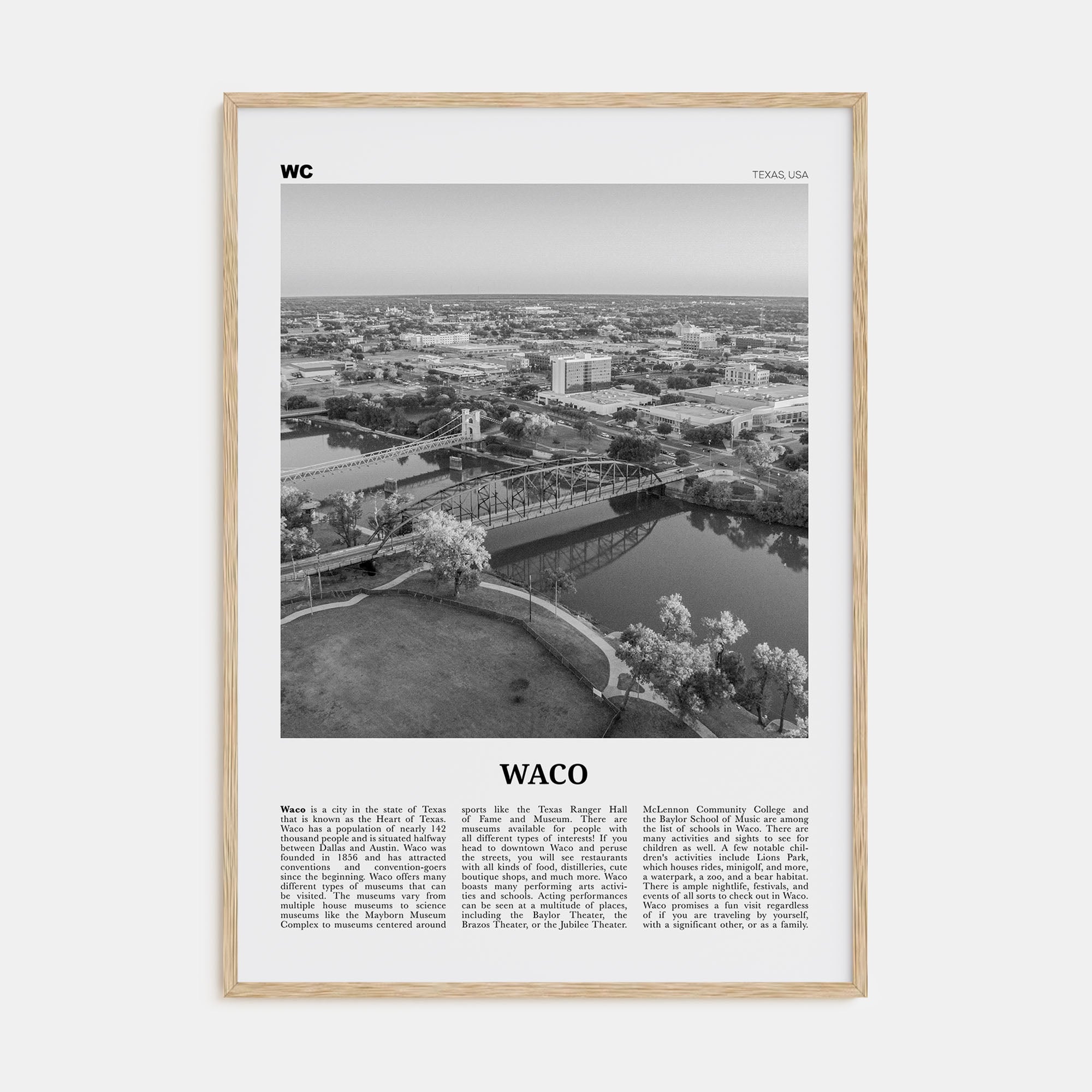 Waco Travel B&W Poster