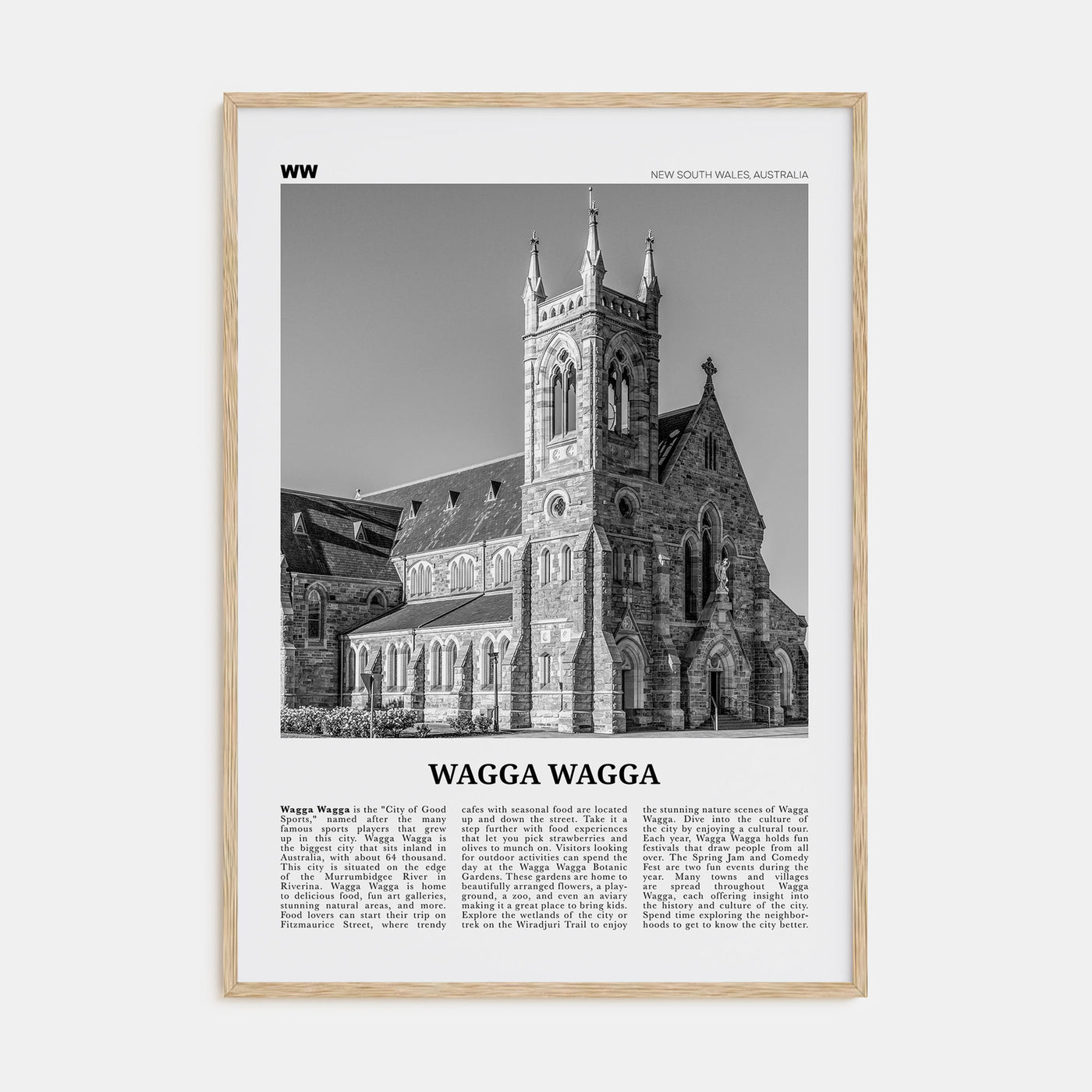 Wagga Wagga Travel B&W Poster