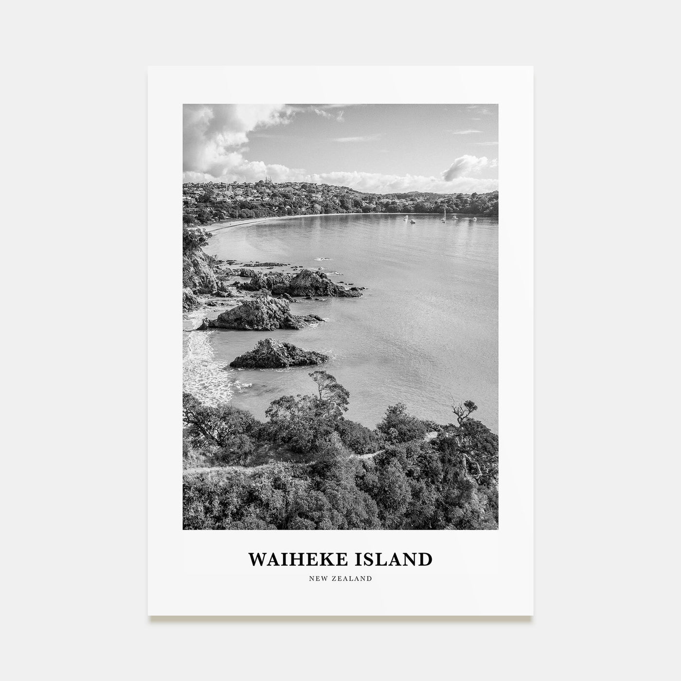 Waiheke Island Portrait B&W Poster
