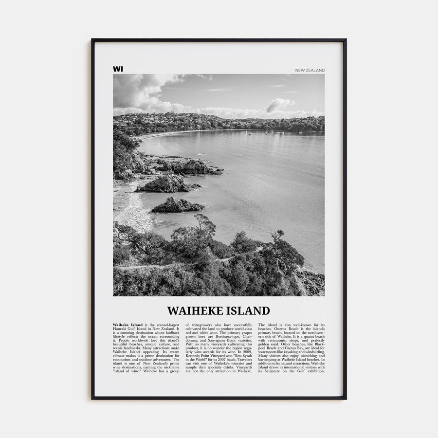 Waiheke Island Travel B&W Poster