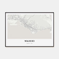 Waikiki Map Landscape Poster