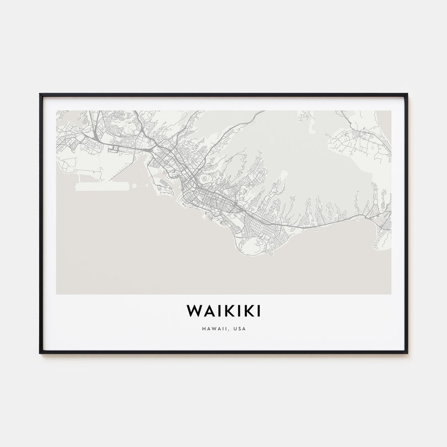 Waikiki Map Landscape Poster