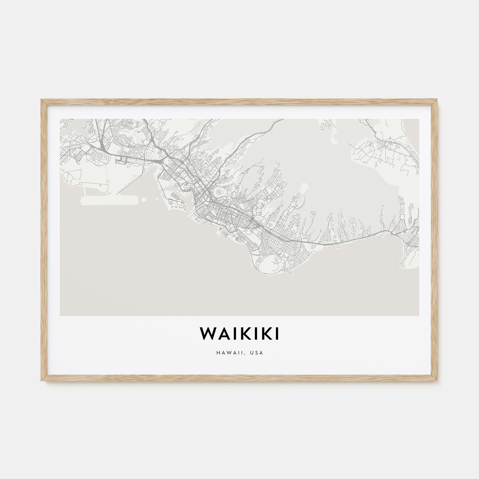 Waikiki Map Landscape Poster