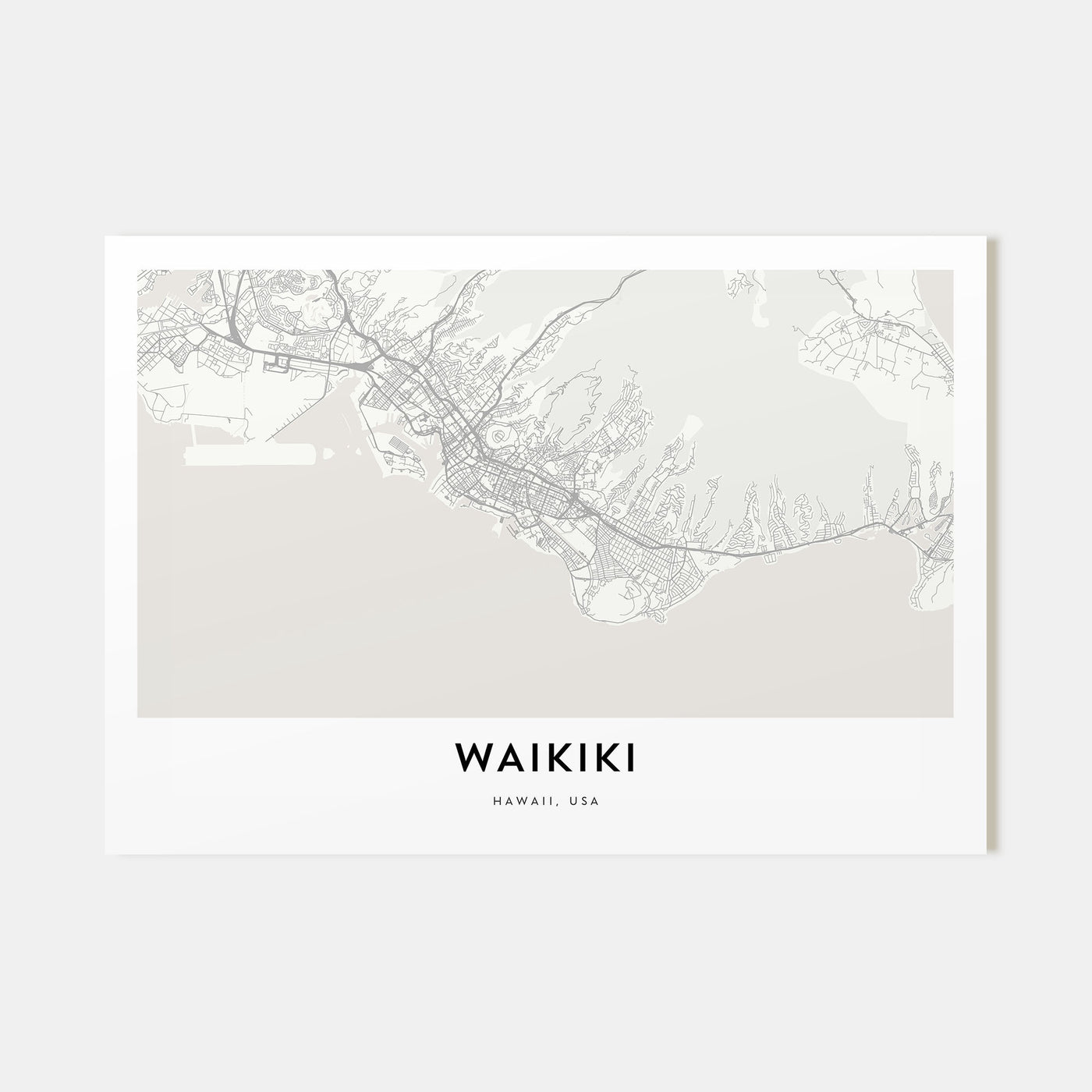 Waikiki Map Landscape Poster