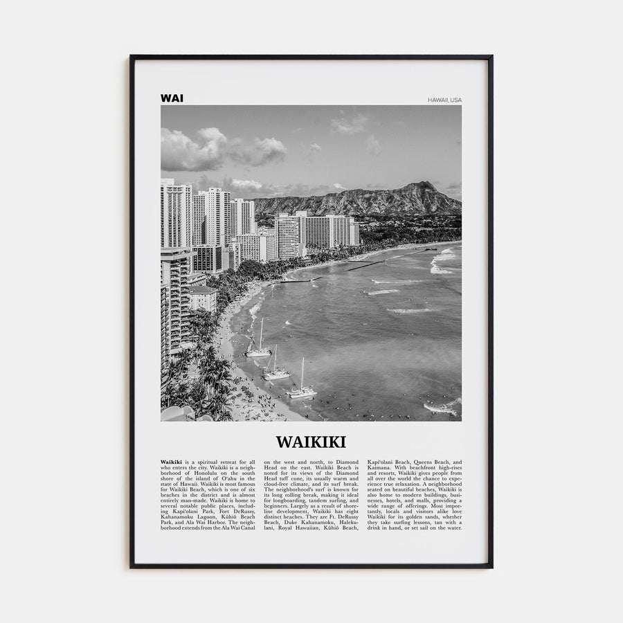 Waikiki Travel B&W Poster