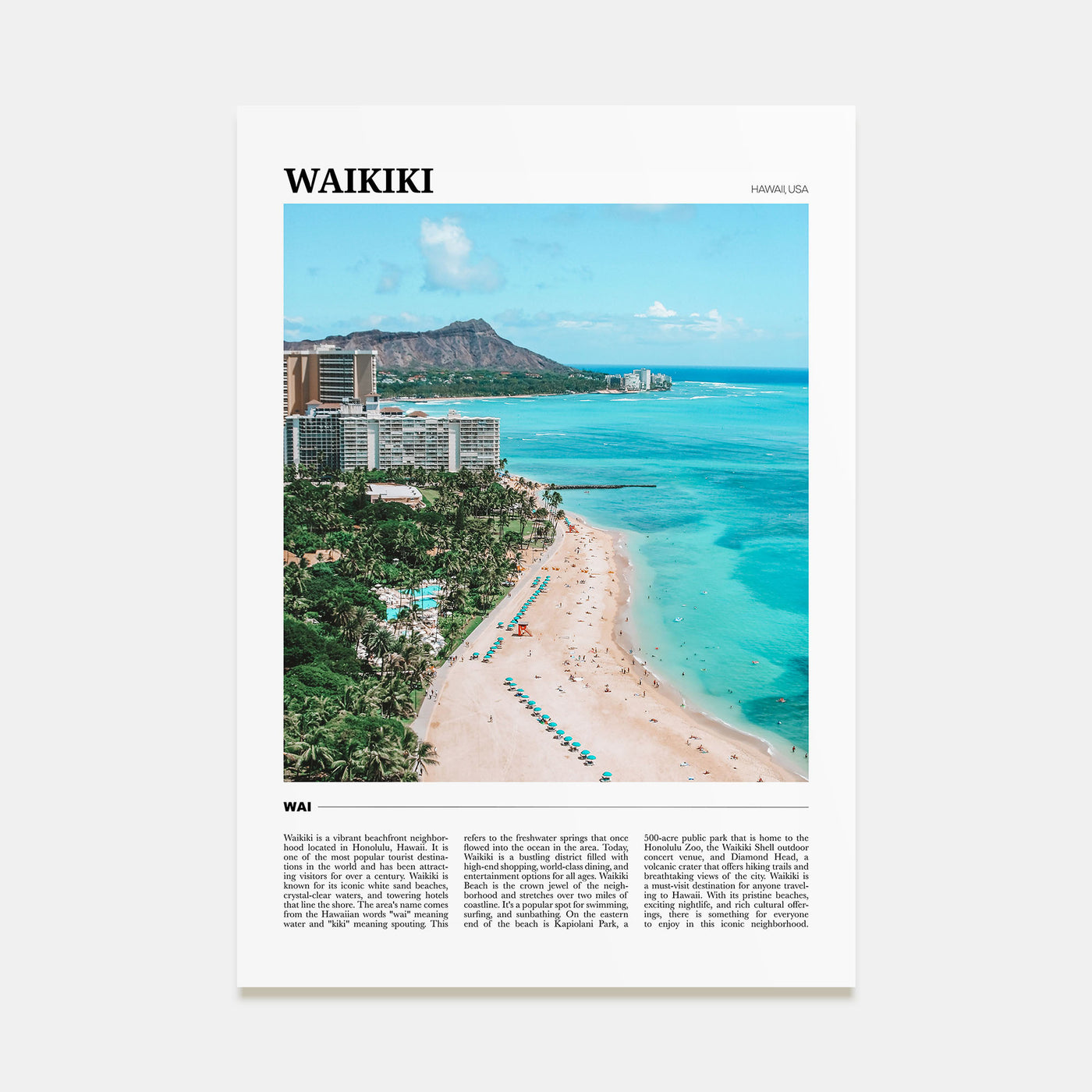 Waikiki Travel Color Poster