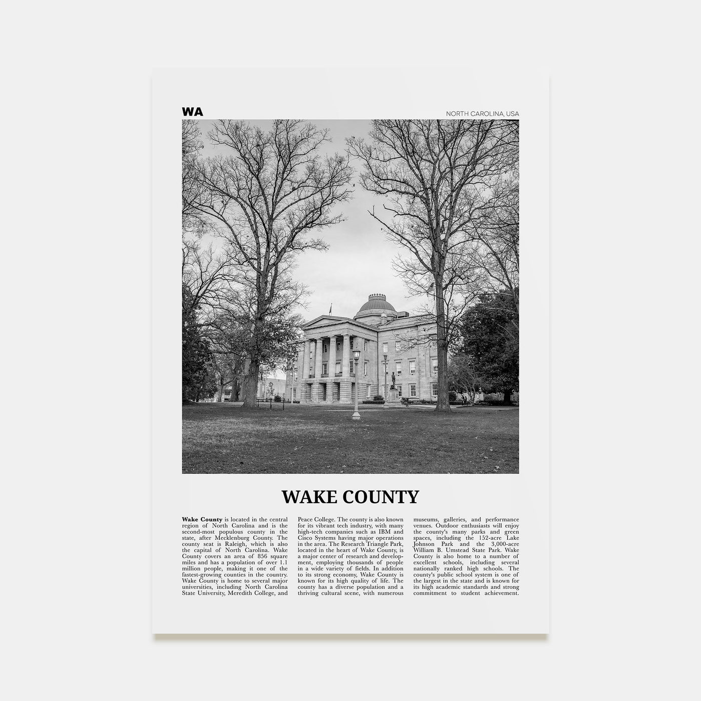 Wake County Travel B&W Poster